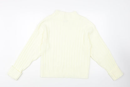 Chemistry Womens Ivory Mock Neck  Acrylic Pullover Jumper Size M