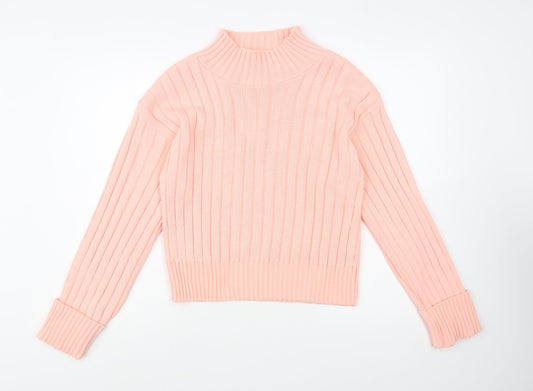 Chemistry Womens Pink Mock Neck  Acrylic Pullover Jumper Size M