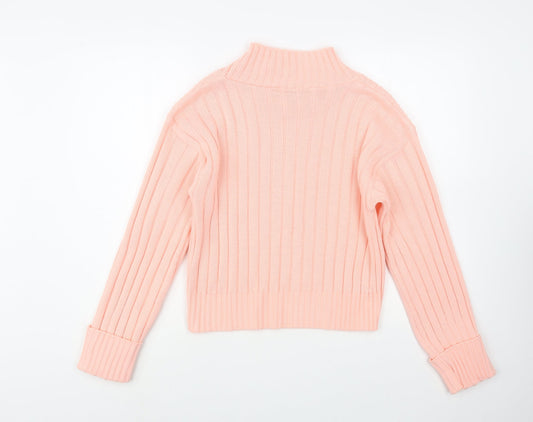 Chemistry Womens Pink Mock Neck  Acrylic Pullover Jumper Size M