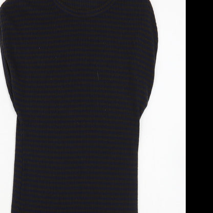 Hylex Womens Green Striped Cotton Tunic T-Shirt Size M Crew Neck