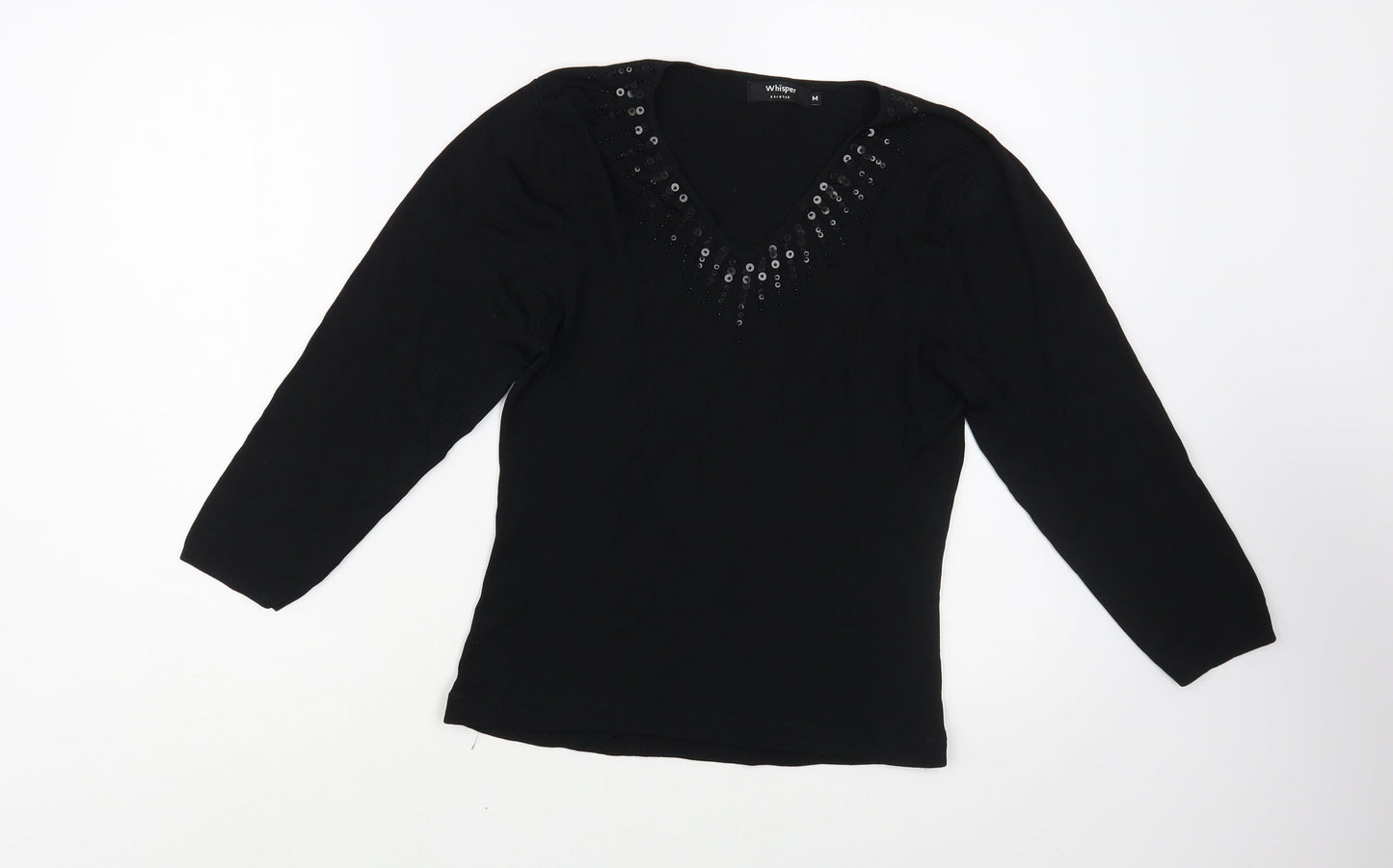 Womens UK Size M Whisper Black Pullover Jumper