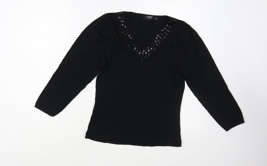 Womens UK Size M Whisper Black Pullover Jumper