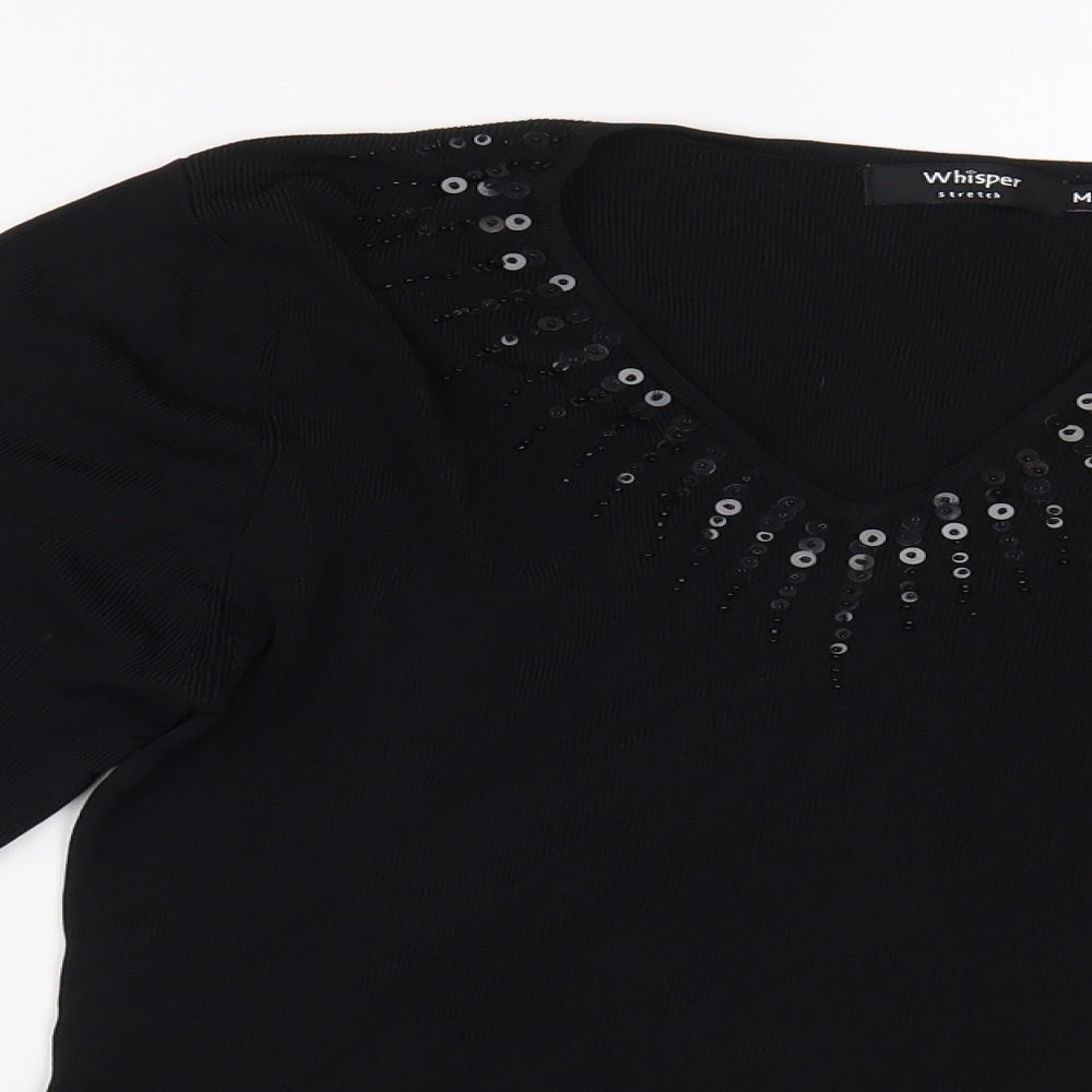 Womens UK Size M Whisper Black Pullover Jumper