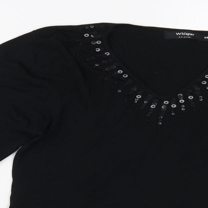 Womens UK Size M Whisper Black Pullover Jumper