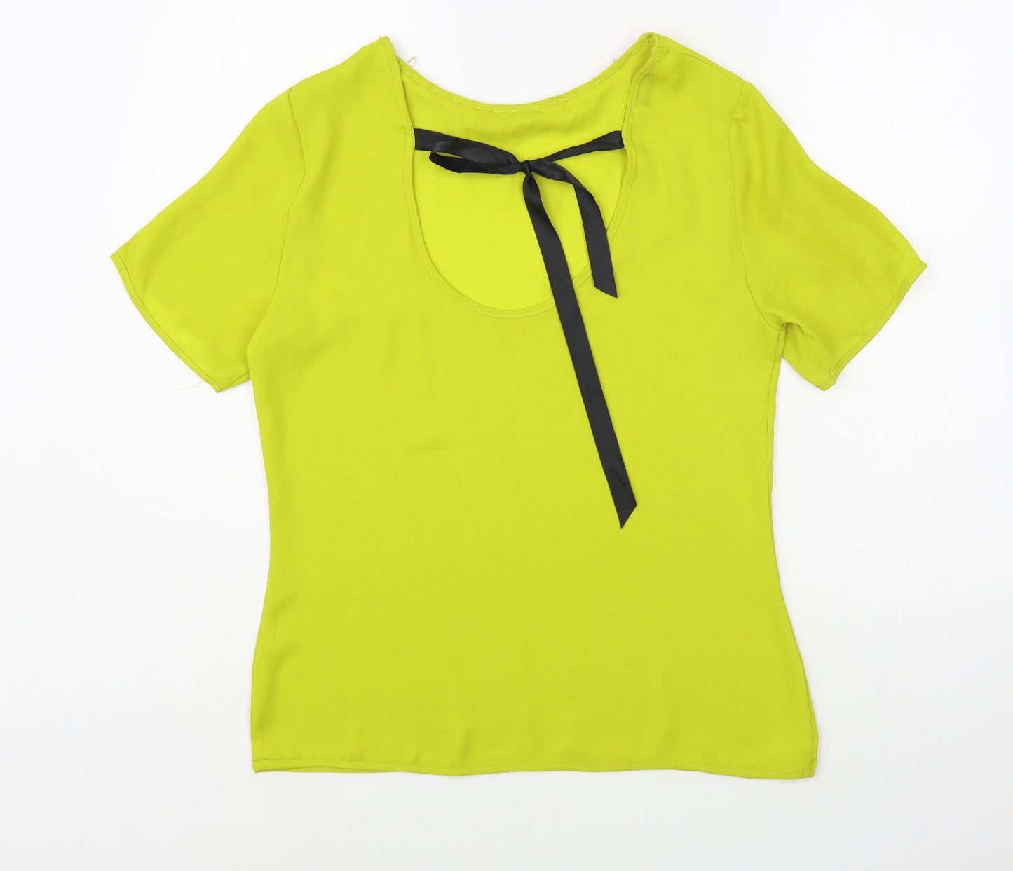 Maisy Womens Green  Polyester Basic Blouse Size 10 Round Neck - Embellished Neckline