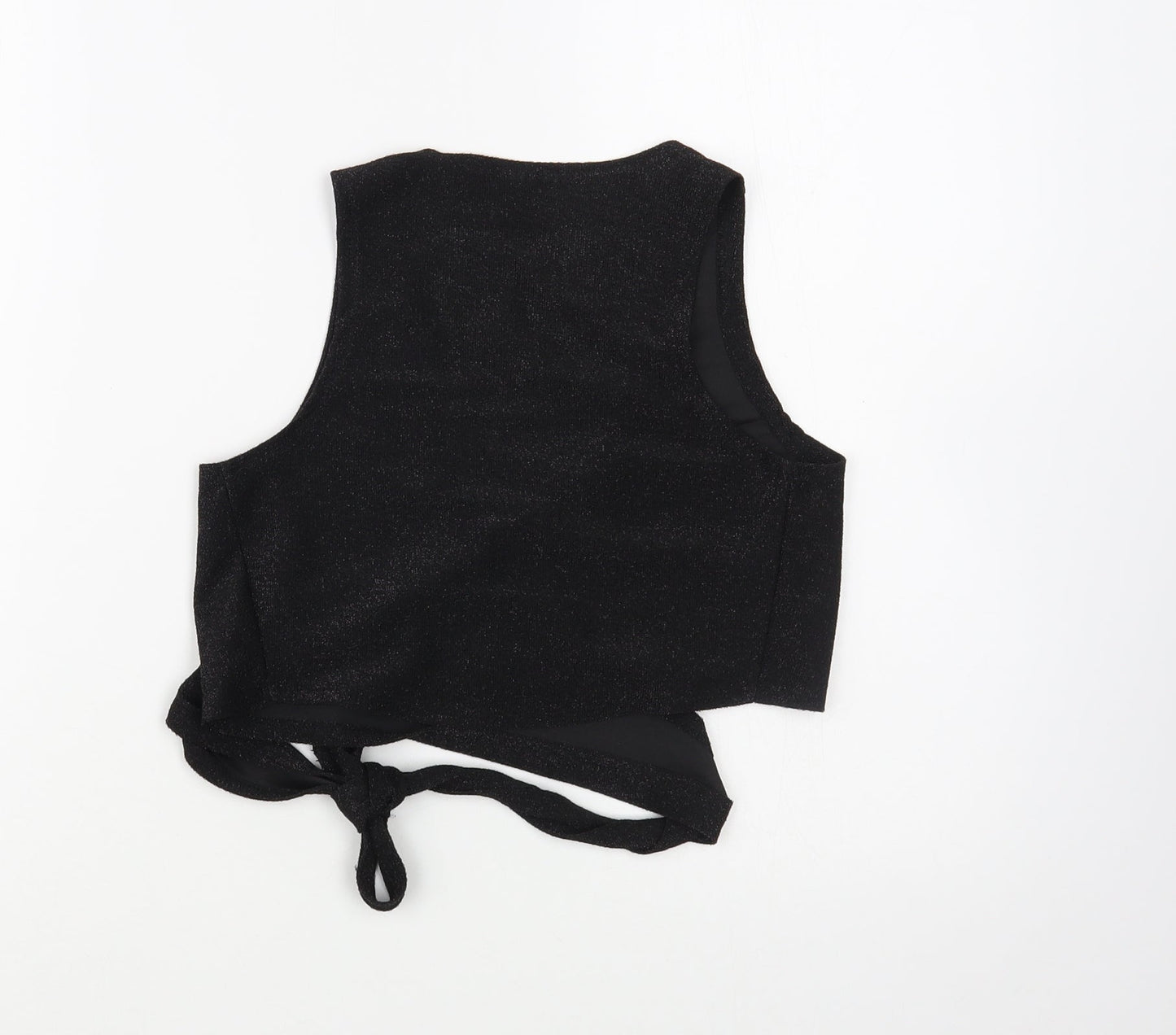 SheIn Womens Black  Polyester Wrap Blouse Size S V-Neck