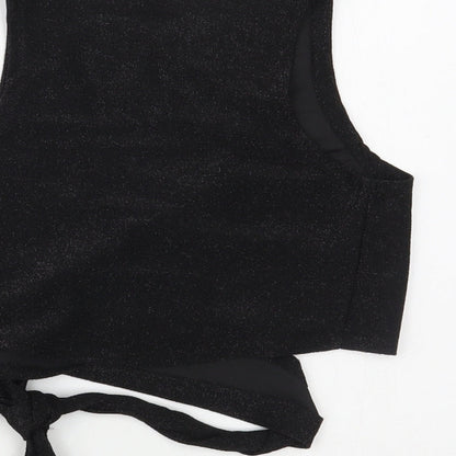 SheIn Womens Black  Polyester Wrap Blouse Size S V-Neck