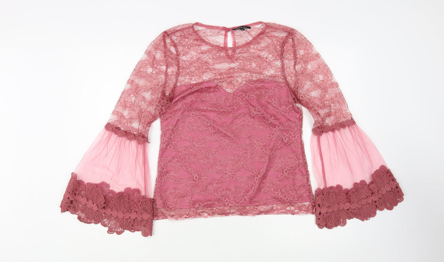 Lexie & Lola Womens Pink  Polyester Basic Blouse Size 6 Round Neck