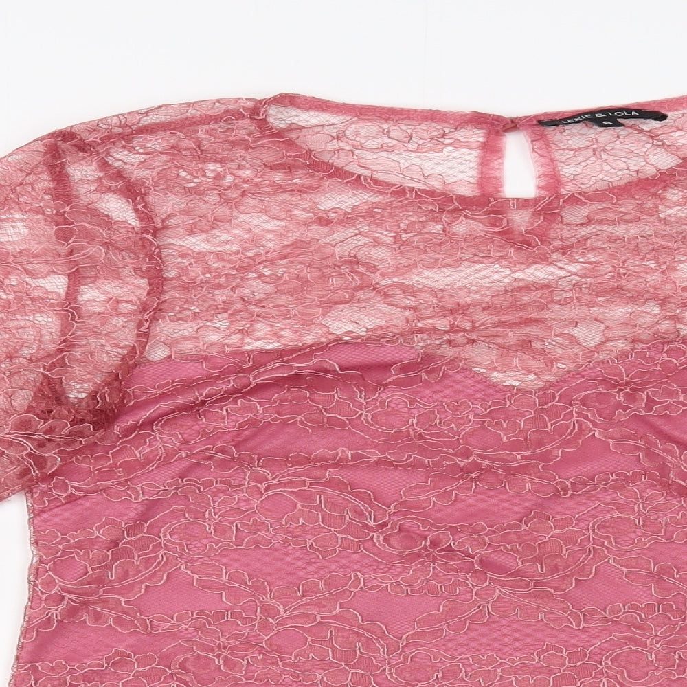 Lexie & Lola Womens Pink  Polyester Basic Blouse Size 6 Round Neck