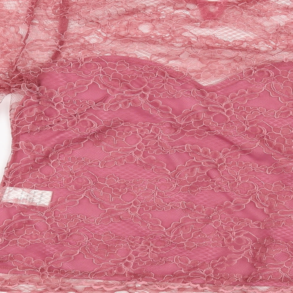 Lexie & Lola Womens Pink  Polyester Basic Blouse Size 6 Round Neck