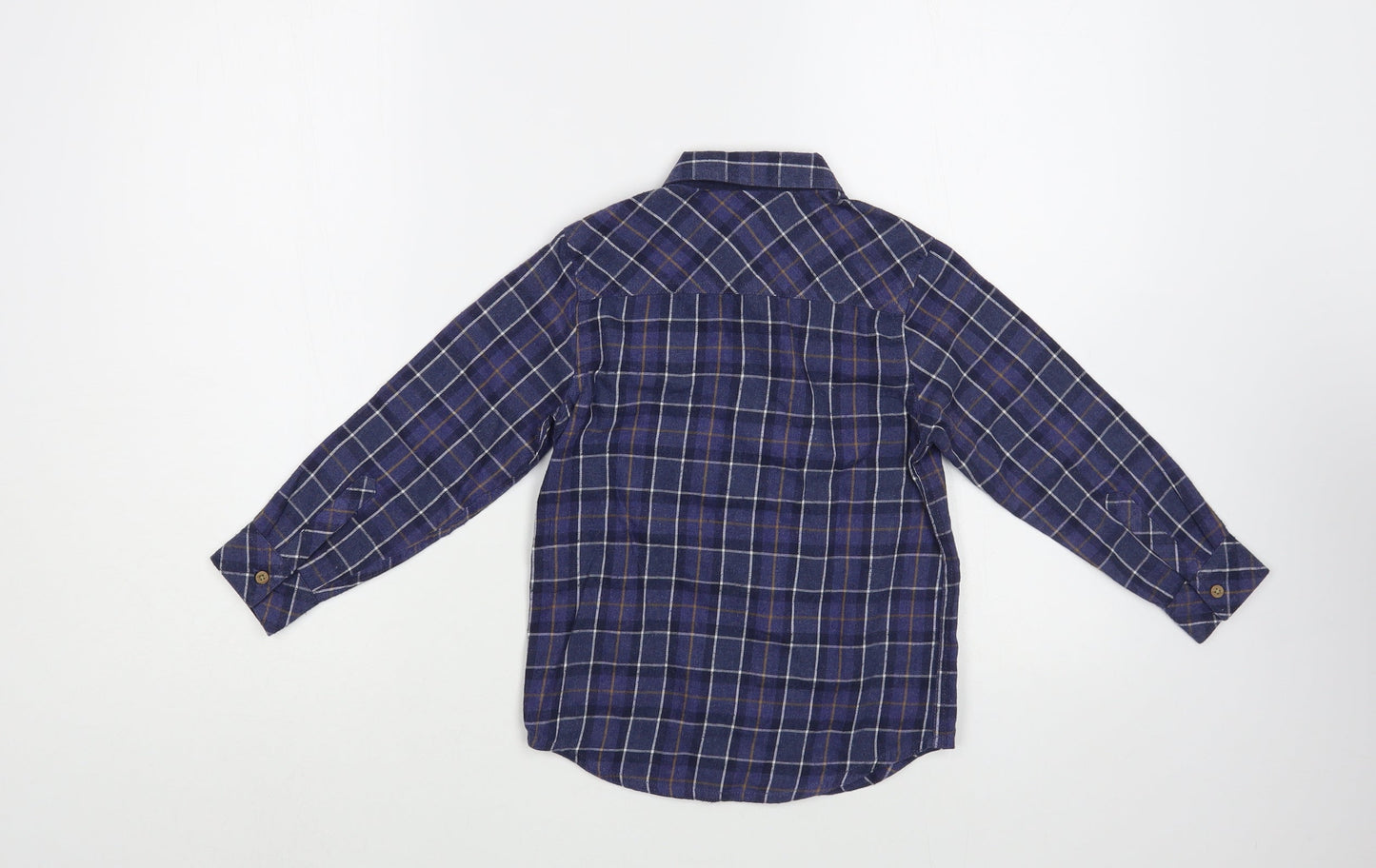 Dunnes Stores Boys Blue Plaid Cotton Basic Button-Up Size 5 Years Collared Button