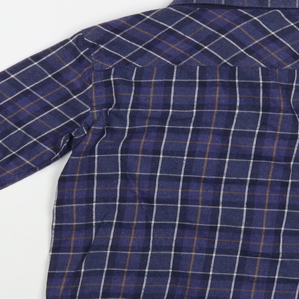 Dunnes Stores Boys Blue Plaid Cotton Basic Button-Up Size 5 Years Collared Button
