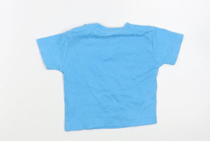 Hairy Baby Baby Blue  Cotton Basic T-Shirt Size 9-12 Months Crew Neck Snap
