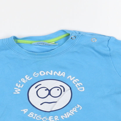 Hairy Baby Baby Blue  Cotton Basic T-Shirt Size 9-12 Months Crew Neck Snap