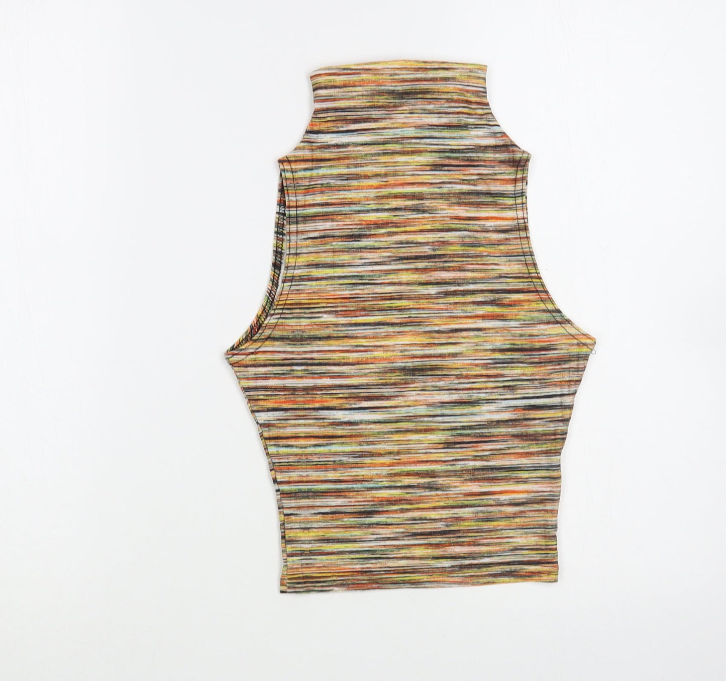 Vivichi Womens Multicoloured Striped Polyester Basic Tank Size 8 Mock Neck
