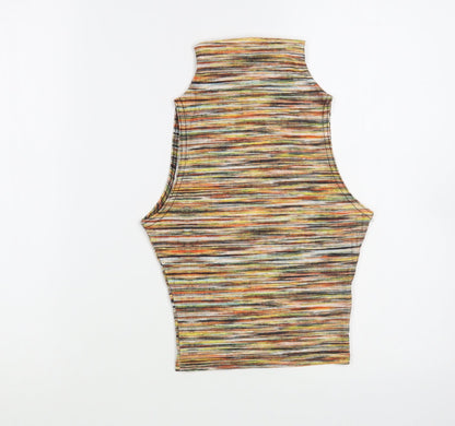 Vivichi Womens Multicoloured Striped Polyester Basic Tank Size 8 Mock Neck