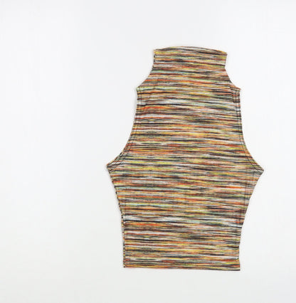 Vivichi Womens Multicoloured Striped Polyester Basic Tank Size 8 Mock Neck