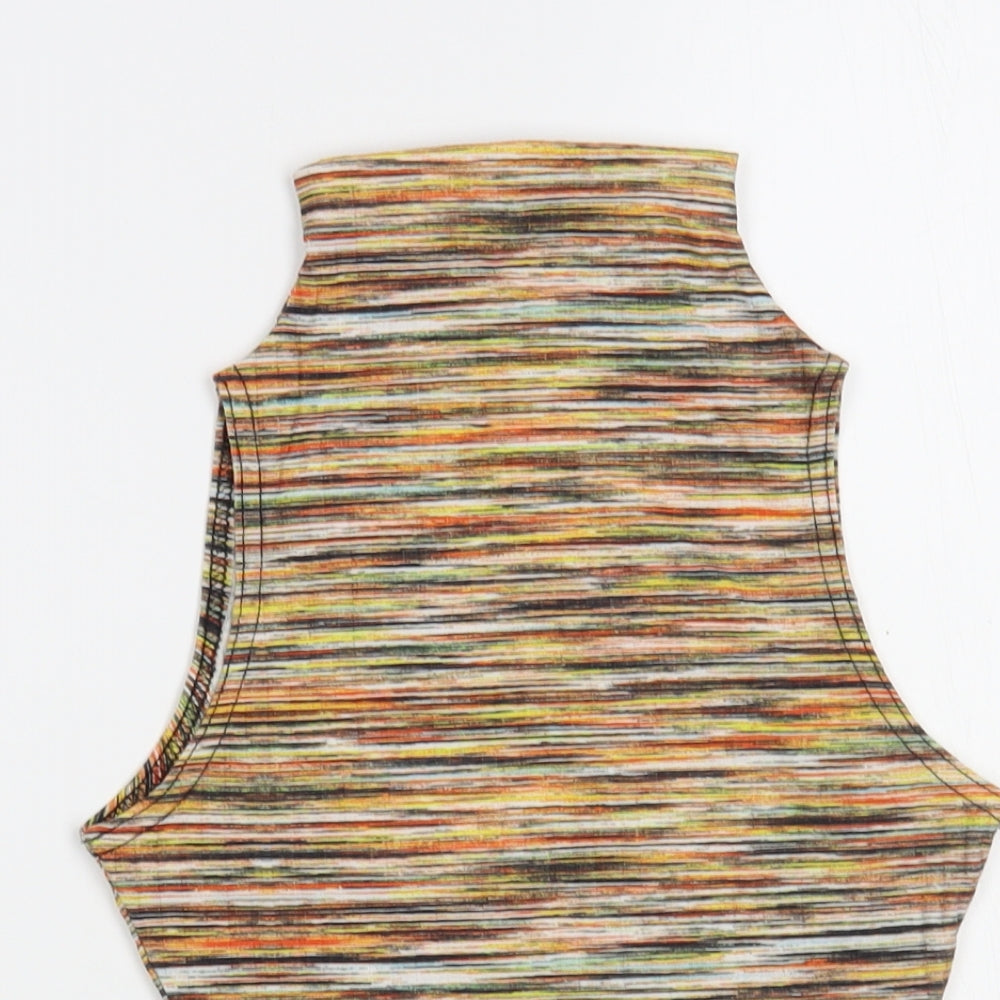 Vivichi Womens Multicoloured Striped Polyester Basic Tank Size 8 Mock Neck