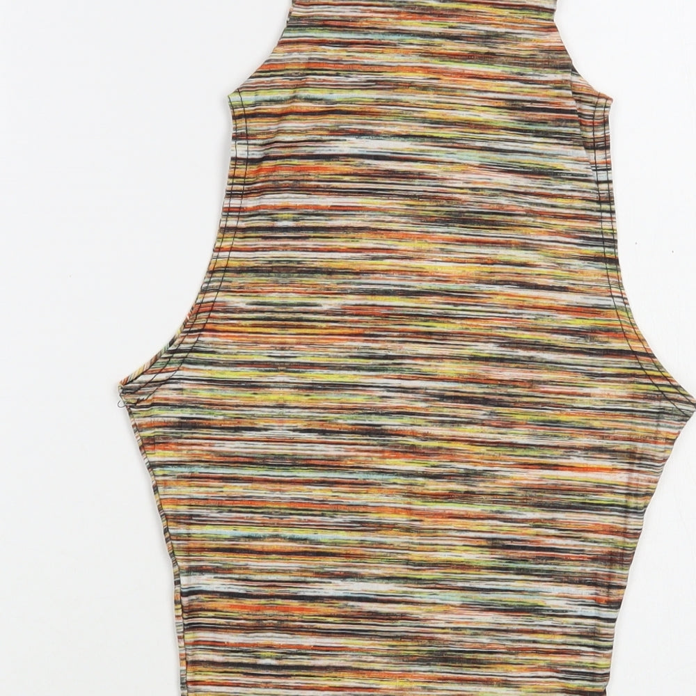 Vivichi Womens Multicoloured Striped Polyester Basic Tank Size 8 Mock Neck