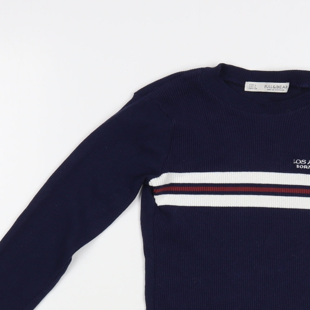 Womens UK Size M Pull&Bear Blue Pullover Jumper