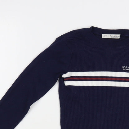 Womens UK Size M Pull&Bear Blue Pullover Jumper