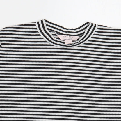 Miss Selfridge Womens White Striped Polyester Cropped Blouse Size 8 Crew Neck