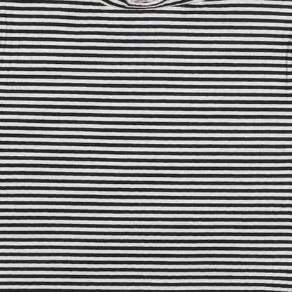 Miss Selfridge Womens White Striped Polyester Cropped Blouse Size 8 Crew Neck