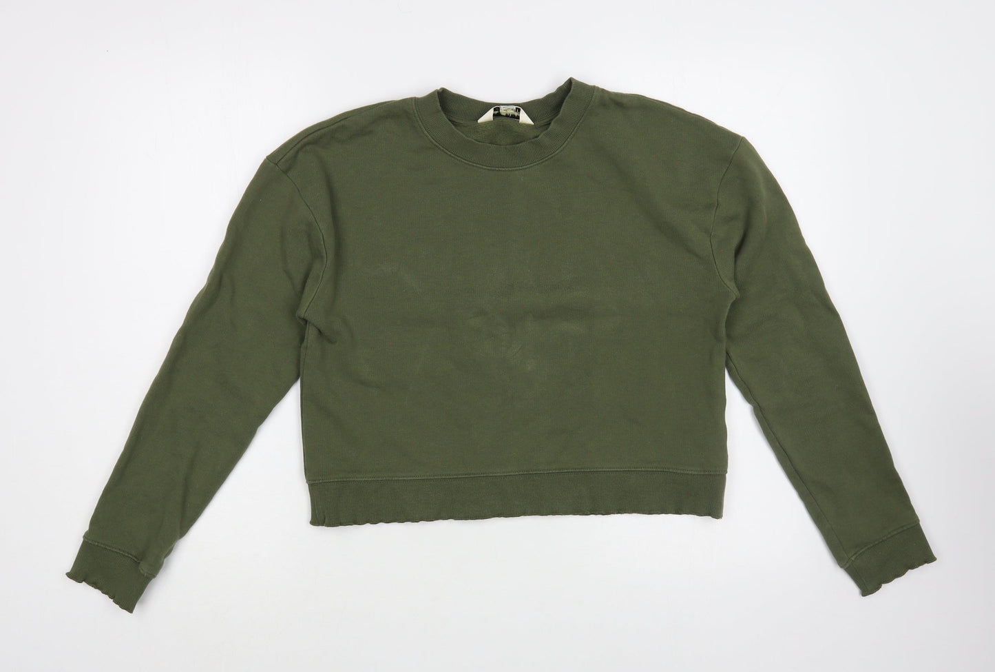 Miss Selfridge Womens Green  Cotton Pullover Sweatshirt Size 8  Pullover