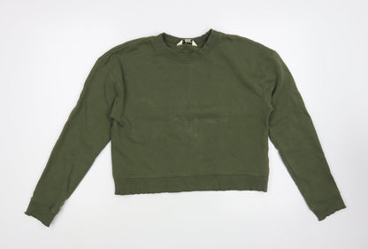 Miss Selfridge Womens Green  Cotton Pullover Sweatshirt Size 8  Pullover