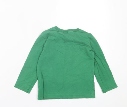 United Colors of Benetton Boys Green  Cashgora Basic Casual Size 2 Years Crew Neck Pullover