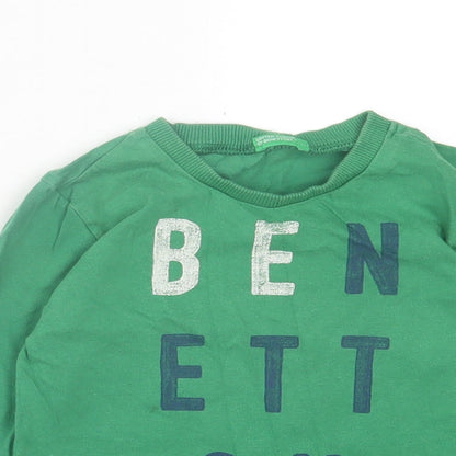 United Colors of Benetton Boys Green  Cashgora Basic Casual Size 2 Years Crew Neck Pullover