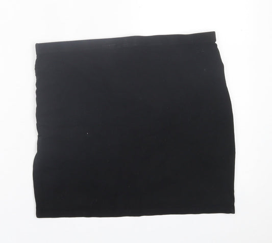 H&M Womens Black  Cotton A-Line Skirt Size M