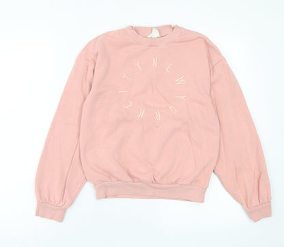 H&M Girls Pink  Cotton Pullover Sweatshirt Size 10-11 Years  Pullover