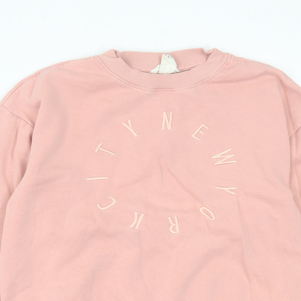 H&M Girls Pink  Cotton Pullover Sweatshirt Size 10-11 Years  Pullover