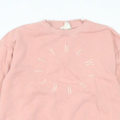 H&M Girls Pink  Cotton Pullover Sweatshirt Size 10-11 Years  Pullover