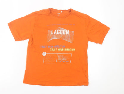 name it Boys Orange  Cotton Basic T-Shirt Size 11-12 Years Crew Neck Pullover