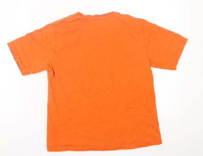 name it Boys Orange  Cotton Basic T-Shirt Size 11-12 Years Crew Neck Pullover