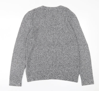 Topman Mens Grey Crew Neck  Acrylic Pullover Jumper Size S