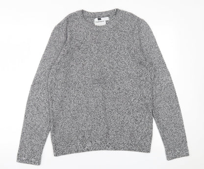Topman Mens Grey Crew Neck  Acrylic Pullover Jumper Size S