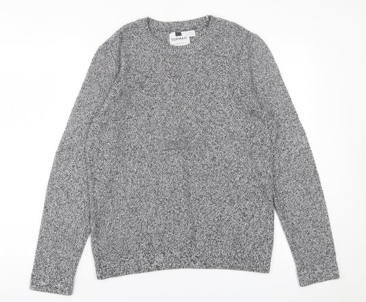 Topman Mens Grey Crew Neck  Acrylic Pullover Jumper Size S