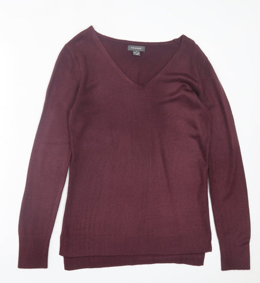 Primark Womens Purple V-Neck  Acrylic Pullover Jumper Size XS