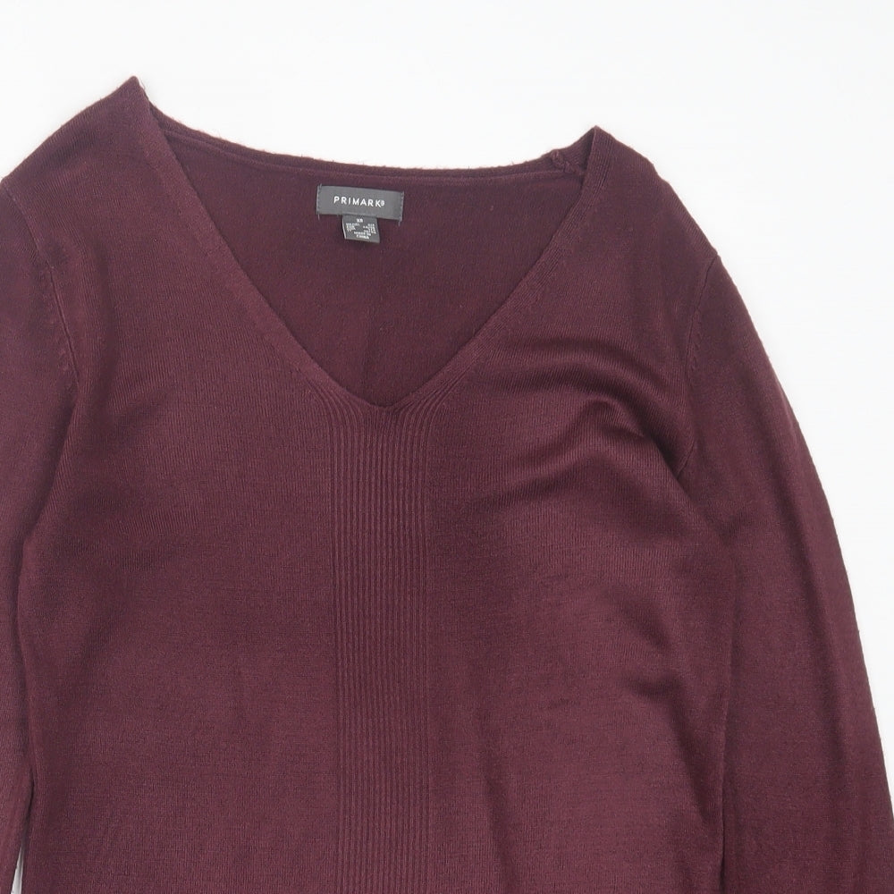Primark Womens Purple V-Neck  Acrylic Pullover Jumper Size XS