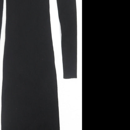 Primark Womens Black  Viscose Jumper Dress  Size XS  V-Neck Pullover