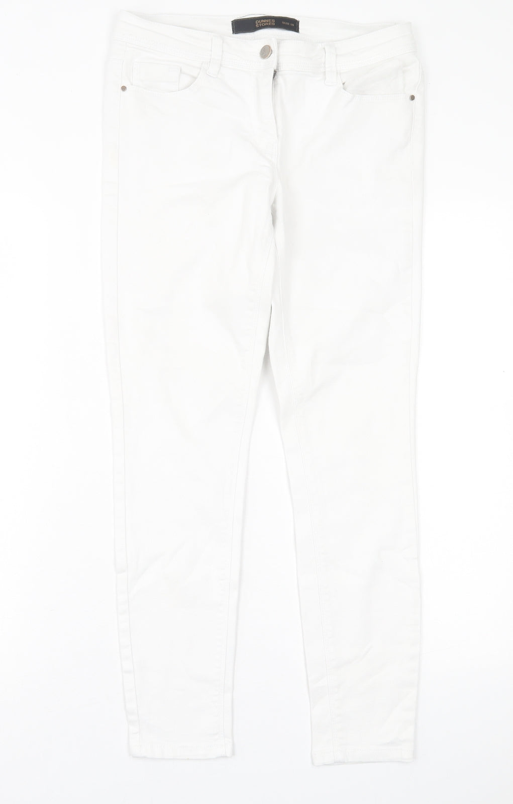 Dunnes Stores Womens White  Cotton Skinny Jeans Size 10 L26 in Regular Button