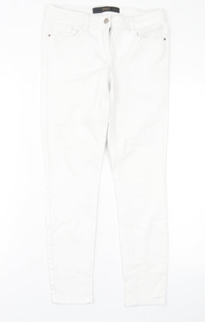 Dunnes Stores Womens White  Cotton Skinny Jeans Size 10 L26 in Regular Button