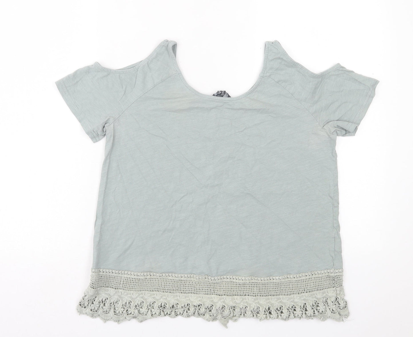 Womens UK Size 14 New Look Green Basic T-Shirt