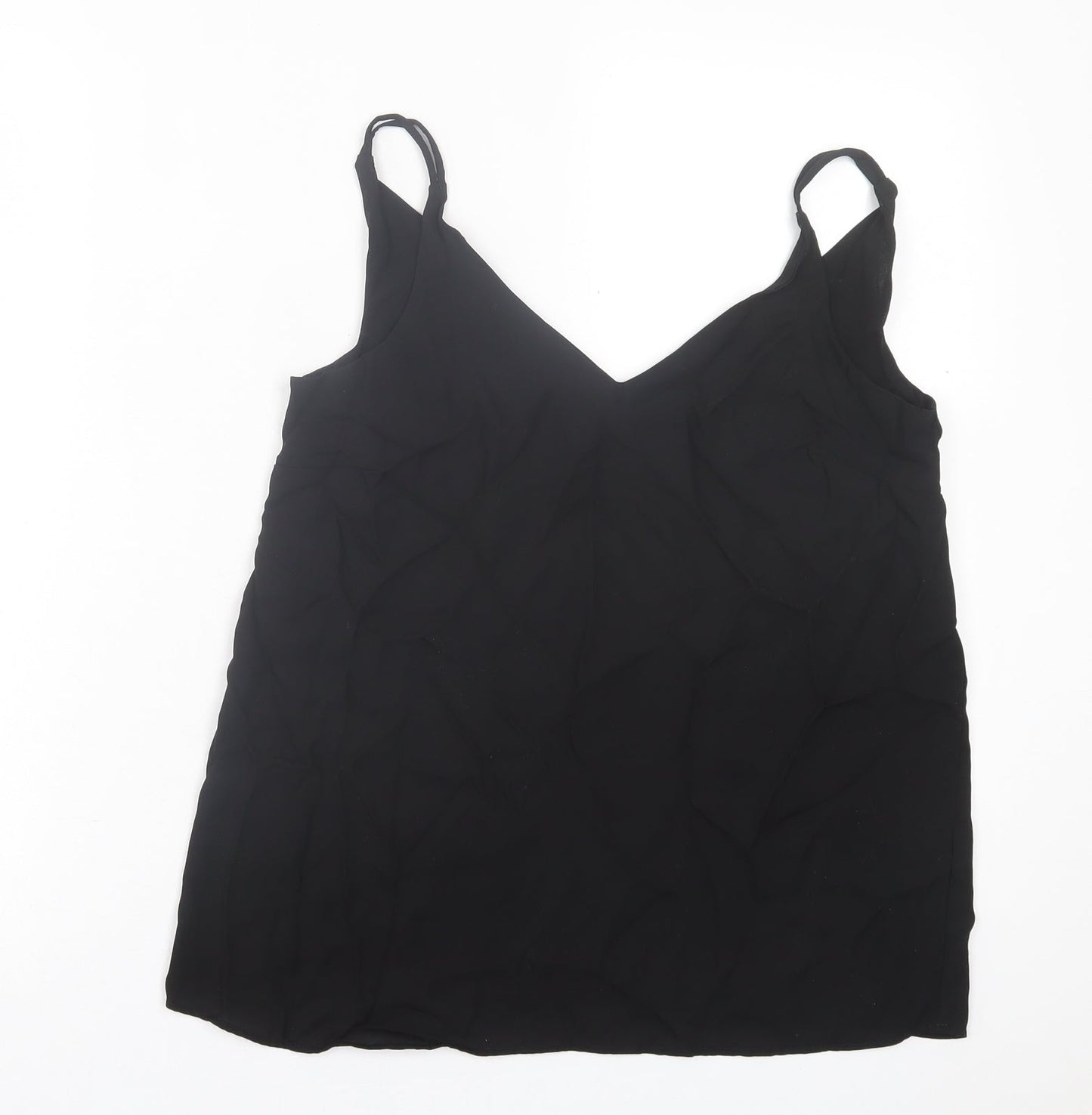 Papaya Womens Black  Polyester Basic Tank Size 8 V-Neck