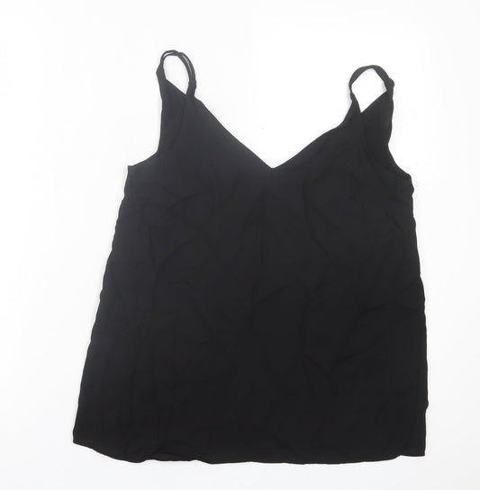Papaya Womens Black  Polyester Basic Tank Size 8 V-Neck