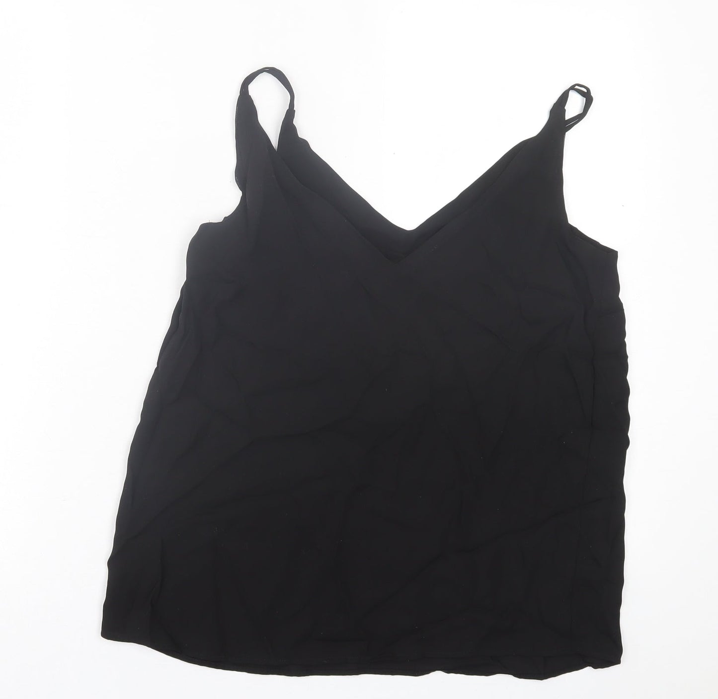 Papaya Womens Black  Polyester Basic Tank Size 8 V-Neck