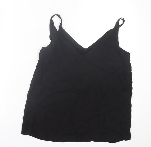 Papaya Womens Black  Polyester Basic Tank Size 8 V-Neck